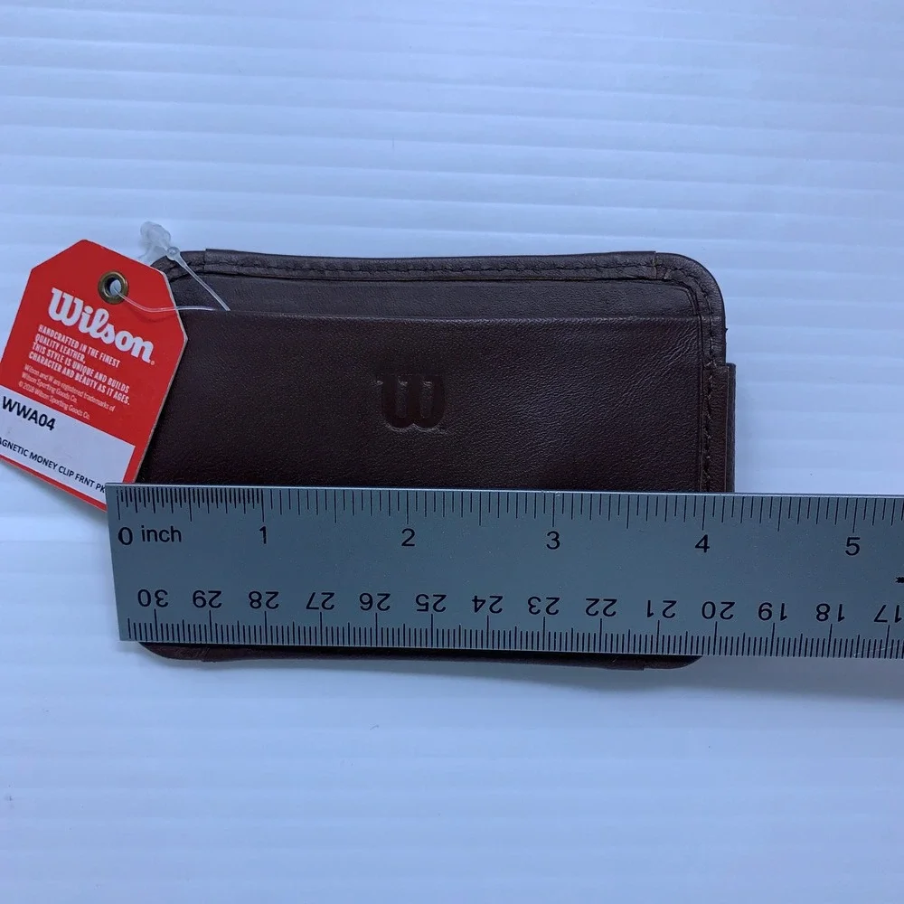Wilson Mens OS Brown Leather Magnetic Front Pocket Money Clip Wallet NWT